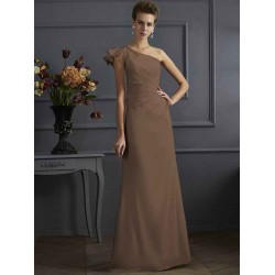 Classy Sleeveless One Shoulders Pleats Long Bridesmaid Dresses
