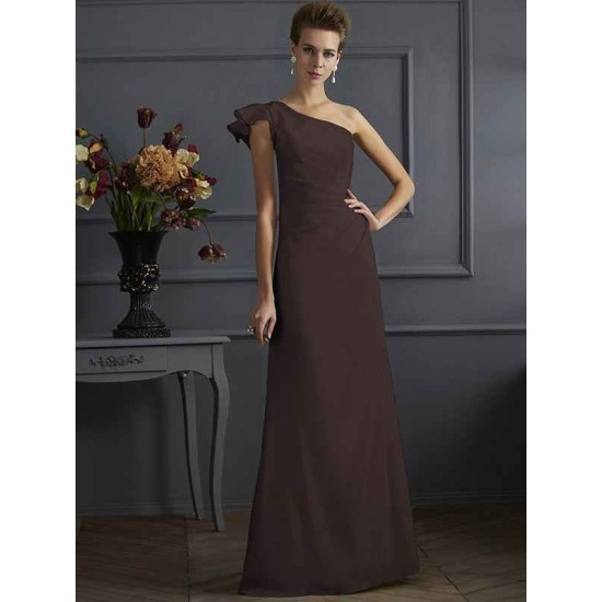Classy Sleeveless One Shoulders Pleats Long Bridesmaid Dresses