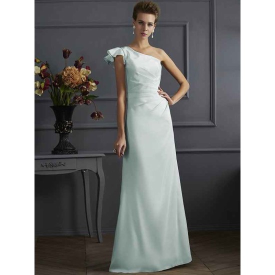 Classy Sleeveless One Shoulders Pleats Long Bridesmaid Dresses