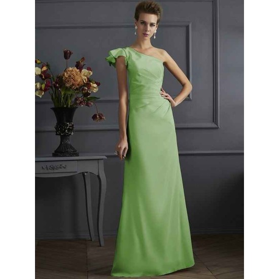 Classy Sleeveless One Shoulders Pleats Long Bridesmaid Dresses