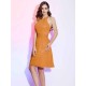 Charming High Neck Sleeveless Hand-Made Flower Short Chiffon Bridesmaid Dresses