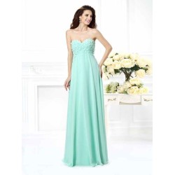 Gorgeous Sweetheart Sleeveless Long Chiffon Bridesmaid Dresses