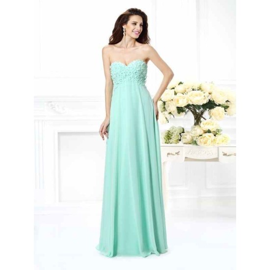 Gorgeous Sweetheart Sleeveless Long Chiffon Bridesmaid Dresses