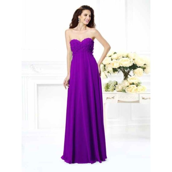 Gorgeous Sweetheart Sleeveless Long Chiffon Bridesmaid Dresses