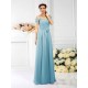 Charming Spaghetti Straps Pleats Sleeveless Long Chiffon Bridesmaid Dresses