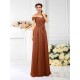 Charming Spaghetti Straps Pleats Sleeveless Long Chiffon Bridesmaid Dresses