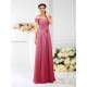 Charming Spaghetti Straps Pleats Sleeveless Long Chiffon Bridesmaid Dresses