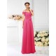 Charming Spaghetti Straps Pleats Sleeveless Long Chiffon Bridesmaid Dresses