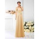 Charming Spaghetti Straps Pleats Sleeveless Long Chiffon Bridesmaid Dresses