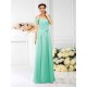 Charming Spaghetti Straps Pleats Sleeveless Long Chiffon Bridesmaid Dresses
