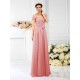Charming Spaghetti Straps Pleats Sleeveless Long Chiffon Bridesmaid Dresses