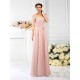 Charming Spaghetti Straps Pleats Sleeveless Long Chiffon Bridesmaid Dresses