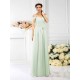 Charming Spaghetti Straps Pleats Sleeveless Long Chiffon Bridesmaid Dresses