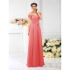 Charming Spaghetti Straps Pleats Sleeveless Long Chiffon Bridesmaid Dresses