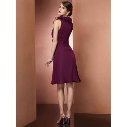 Charming High Neck Sleeveless Hand-Made Flower Short Chiffon Bridesmaid Dresses