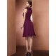Charming High Neck Sleeveless Hand-Made Flower Short Chiffon Bridesmaid Dresses