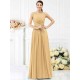 Modern Bateau Pleats Sleeveless Long Chiffon Bridesmaid Dresses