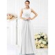 Modern Bateau Pleats Sleeveless Long Chiffon Bridesmaid Dresses