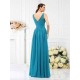 Modern Bateau Pleats Sleeveless Long Chiffon Bridesmaid Dresses