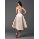 Charming Off-the-Shoulder Sleeveless High Low Satin Bridesmaid Dresses