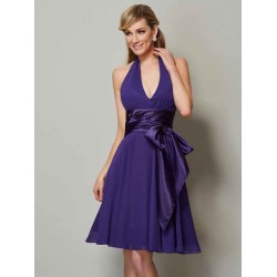 Charming Halter Sleeveless Short Chiffon Bridesmaid Dresses