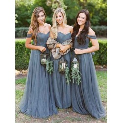 Gorgeous Tulle Ruffles Off-the-Shoulder Sleeveless Bridesmaid Dresses
