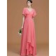 V-Neck Elegant Short Sleeves Ruched Chiffon Bridesmaid Dresses
