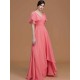 V-Neck Elegant Short Sleeves Ruched Chiffon Bridesmaid Dresses