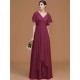 V-Neck Elegant Short Sleeves Ruched Chiffon Bridesmaid Dresses