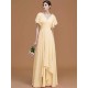 V-Neck Elegant Short Sleeves Ruched Chiffon Bridesmaid Dresses