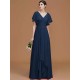 V-Neck Elegant Short Sleeves Ruched Chiffon Bridesmaid Dresses