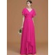 V-Neck Elegant Short Sleeves Ruched Chiffon Bridesmaid Dresses