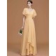 V-Neck Elegant Short Sleeves Ruched Chiffon Bridesmaid Dresses