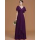 V-Neck Elegant Short Sleeves Ruched Chiffon Bridesmaid Dresses