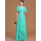 V-Neck Elegant Short Sleeves Ruched Chiffon Bridesmaid Dresses