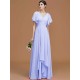 V-Neck Elegant Short Sleeves Ruched Chiffon Bridesmaid Dresses