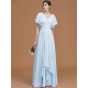 V-Neck Elegant Short Sleeves Ruched Chiffon Bridesmaid Dresses