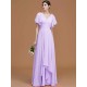 V-Neck Elegant Short Sleeves Ruched Chiffon Bridesmaid Dresses