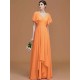 V-Neck Elegant Short Sleeves Ruched Chiffon Bridesmaid Dresses