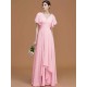 V-Neck Elegant Short Sleeves Ruched Chiffon Bridesmaid Dresses