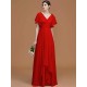 V-Neck Elegant Short Sleeves Ruched Chiffon Bridesmaid Dresses