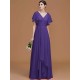 V-Neck Elegant Short Sleeves Ruched Chiffon Bridesmaid Dresses