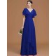 V-Neck Elegant Short Sleeves Ruched Chiffon Bridesmaid Dresses