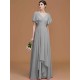 V-Neck Elegant Short Sleeves Ruched Chiffon Bridesmaid Dresses