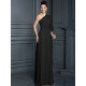 Charming One Shoulder 3/4 Sleeves Long Chiffon Bridesmaid Dresses