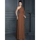 Charming One Shoulder 3/4 Sleeves Long Chiffon Bridesmaid Dresses