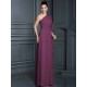 Charming One Shoulder 3/4 Sleeves Long Chiffon Bridesmaid Dresses