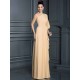 Charming One Shoulder 3/4 Sleeves Long Chiffon Bridesmaid Dresses