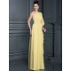 Charming One Shoulder 3/4 Sleeves Long Chiffon Bridesmaid Dresses