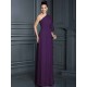 Charming One Shoulder 3/4 Sleeves Long Chiffon Bridesmaid Dresses